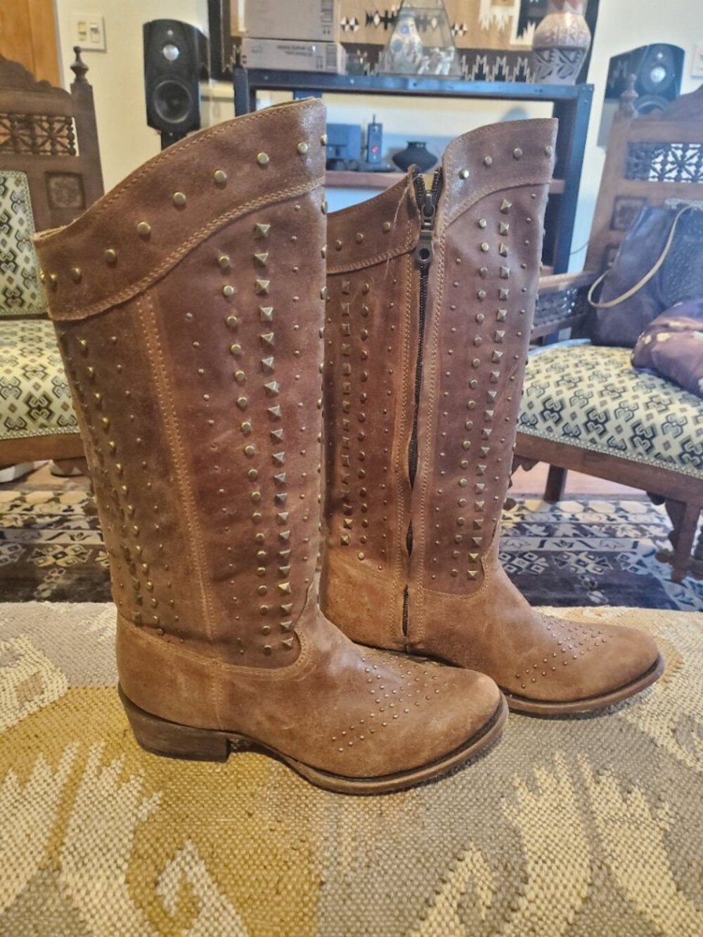 Vintage Western Leather, Studded Boots - image 4